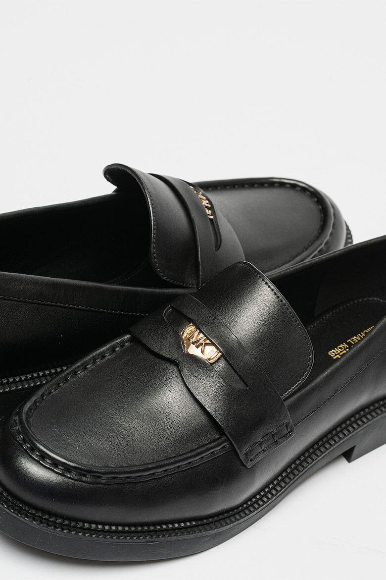 Michael Kors Кожени мокасини с лого - Черен - Pepit.bg