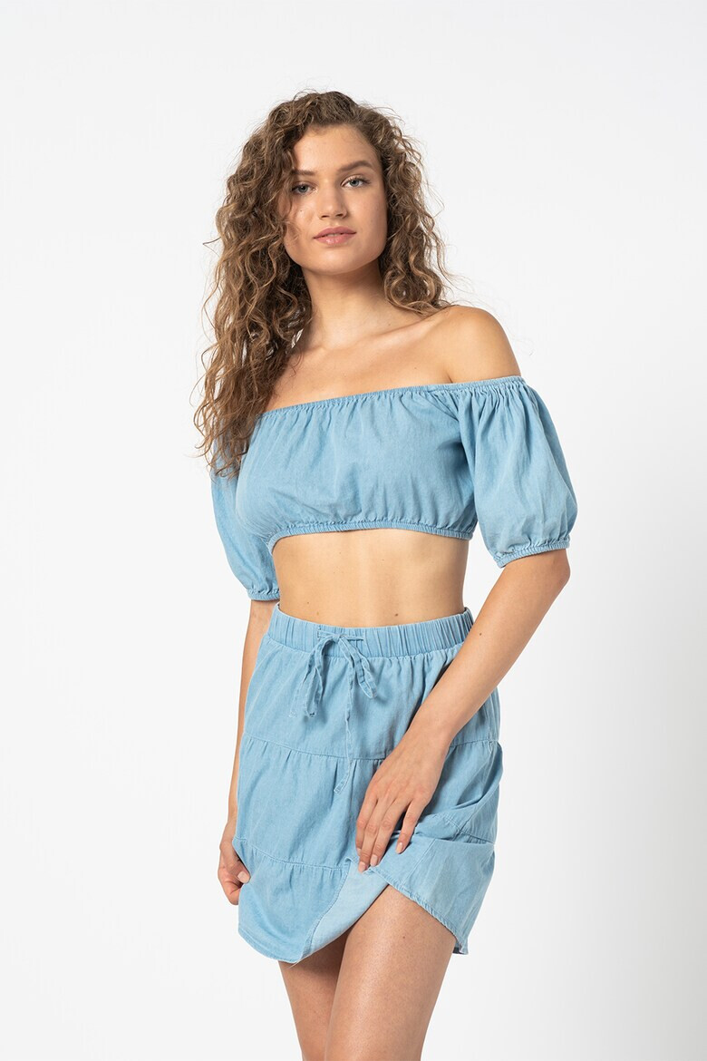 Missguided Къса блуза от шамбре - Pepit.bg