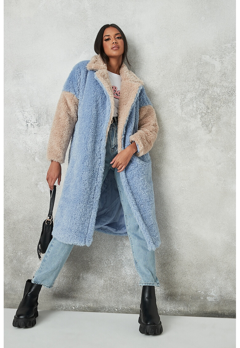 Missguided Мъхесто палто с колан - Pepit.bg