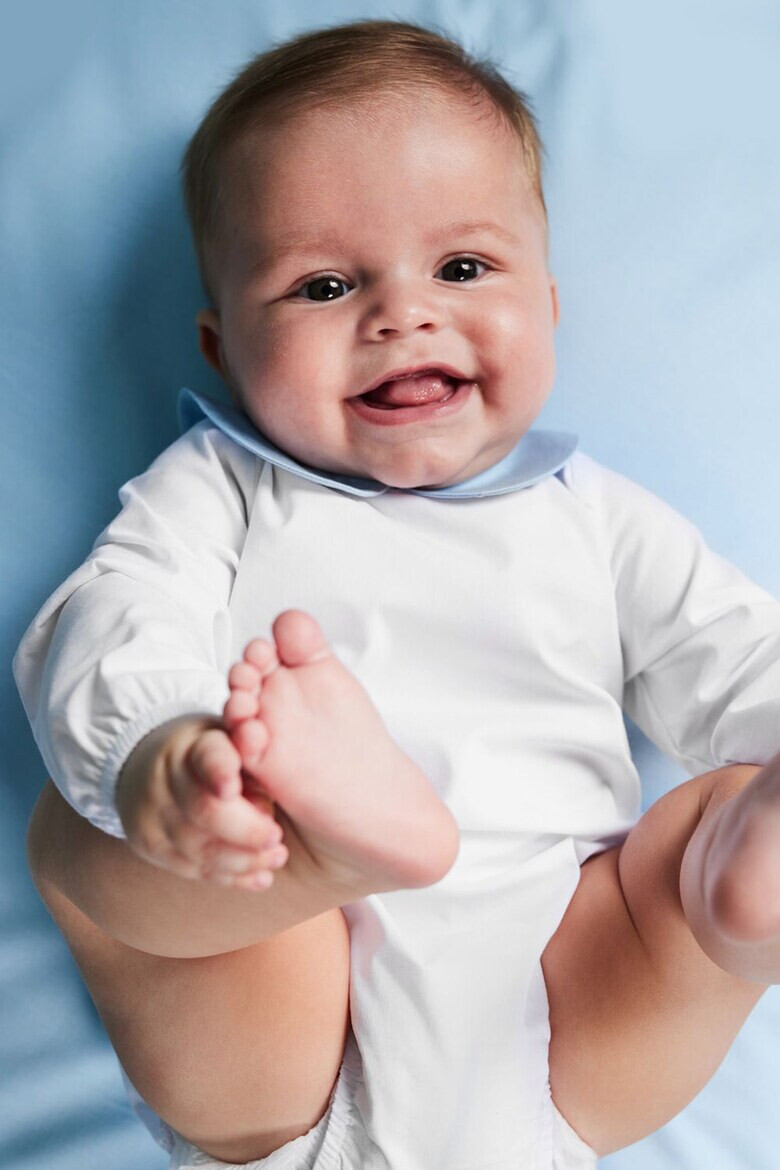 MON PETIT JO Памучно боди с яка Peter Pan - Pepit.bg