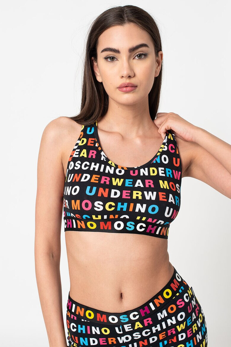 Moschino Бюстие с лого и изрязан гръб - Pepit.bg