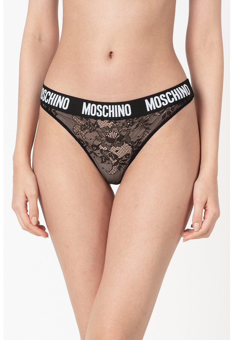 Moschino Дантелена танга с лого - Pepit.bg