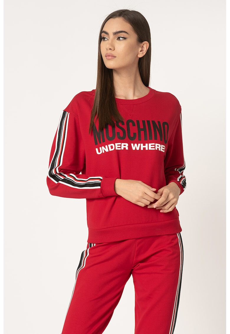 Moschino Домашен суитшърт с лого и контрастни страни - Pepit.bg