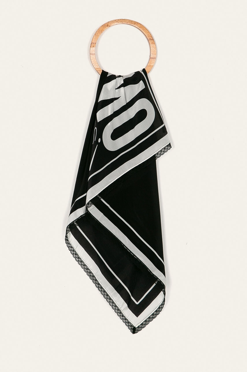 Moschino Копринен шал - Бял/Черен - Pepit.bg