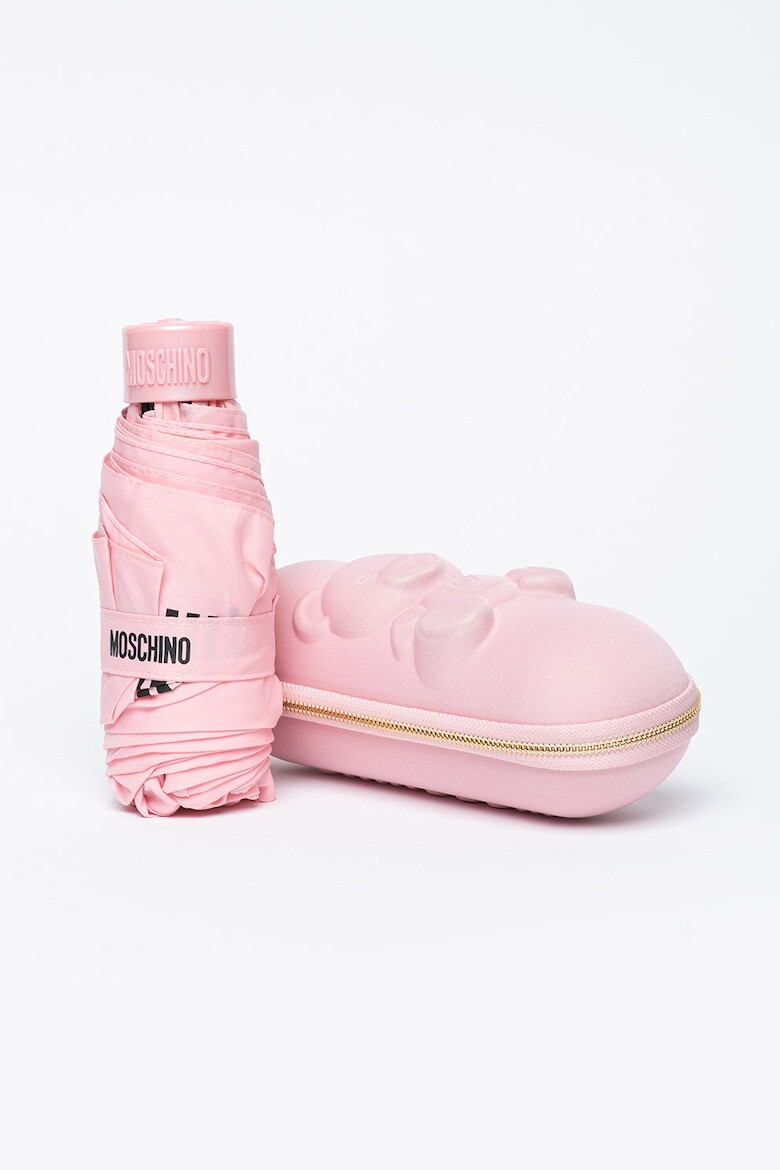 Moschino Телескопичен чадър Shadow Bear с лого - Pepit.bg