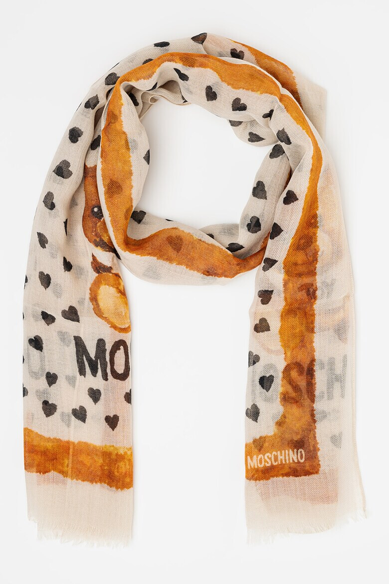 Moschino Вълнен шал с принт - Pepit.bg