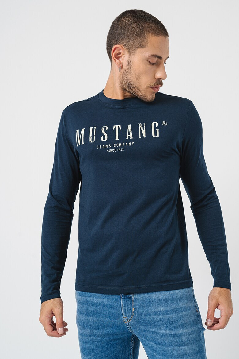 Mustang Памучна блуза с лого - Pepit.bg