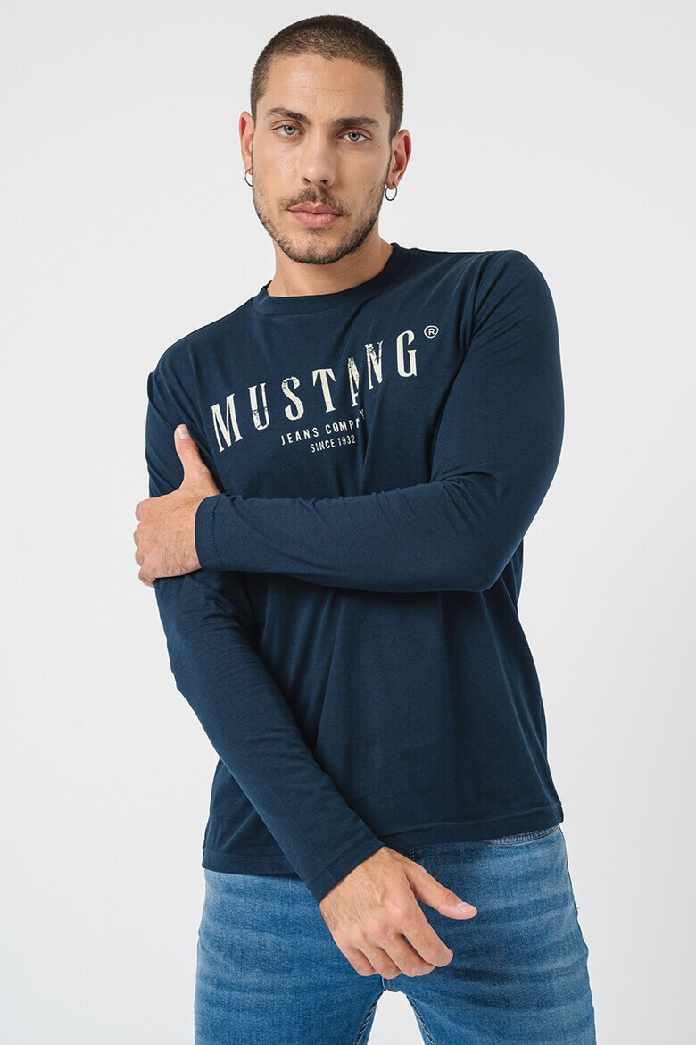 Mustang Памучна блуза с лого - Pepit.bg