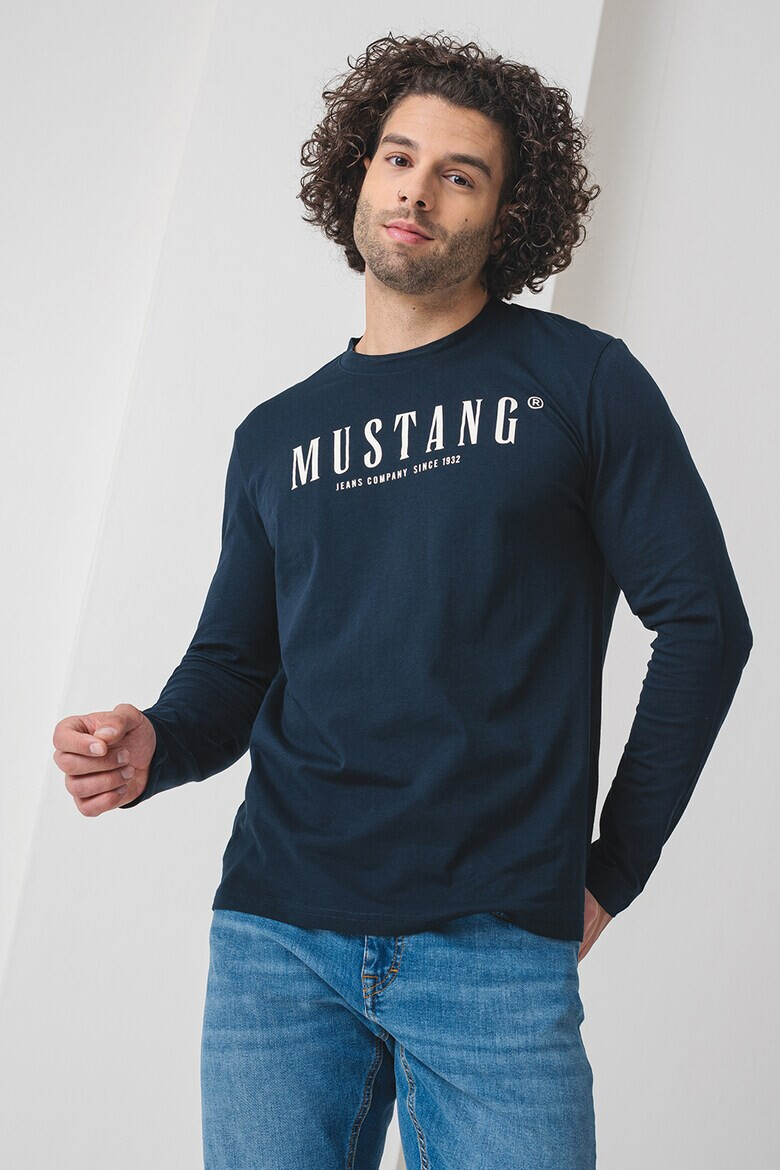 Mustang Памучна блуза с лого - Pepit.bg