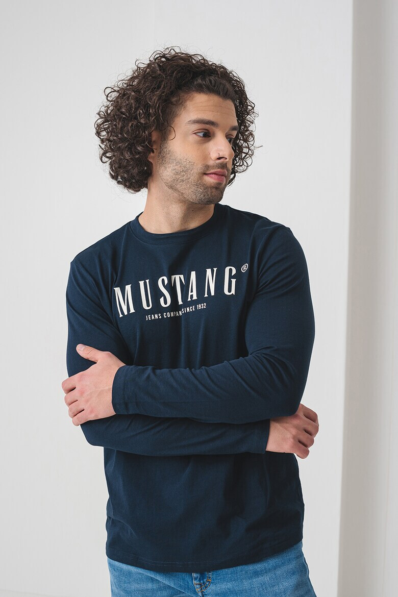 Mustang Памучна блуза с лого - Pepit.bg
