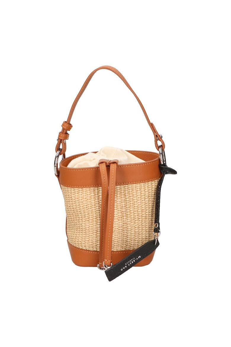 My-Best Bag Чанта с кожа - Кафяв - Pepit.bg