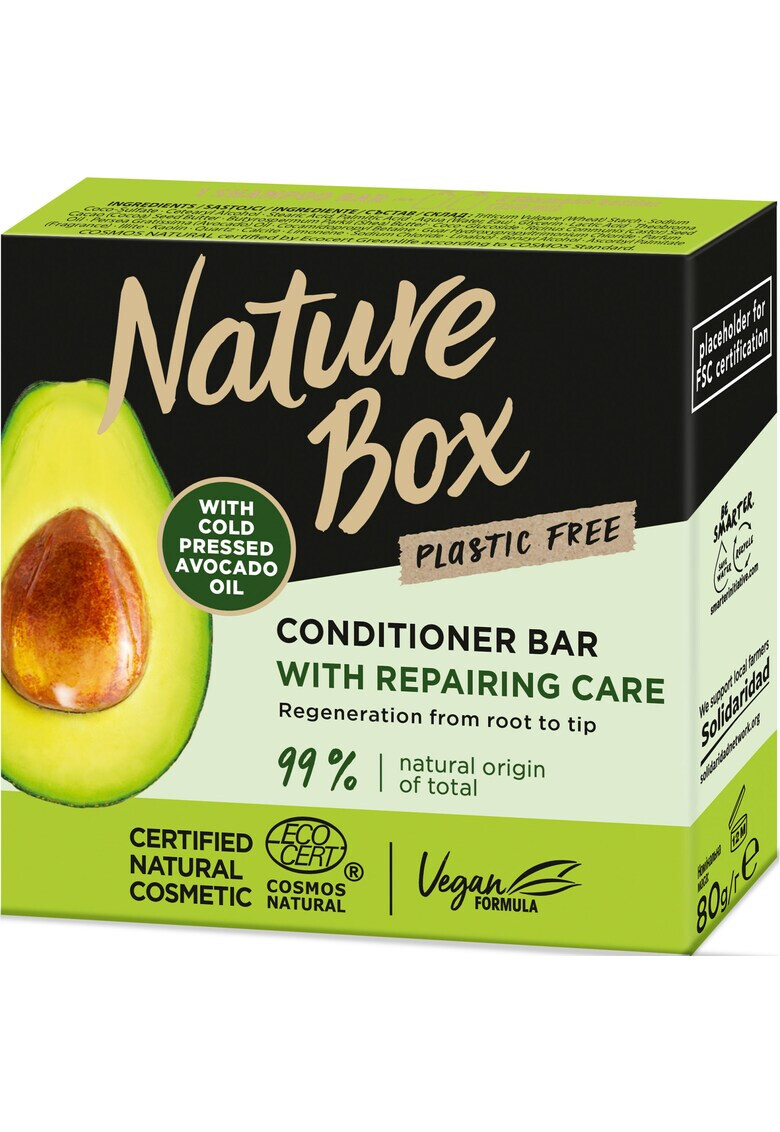 Nature Box Балсам за коса Твърд Със студено пресовано масло от авокадо 80 г - Pepit.bg