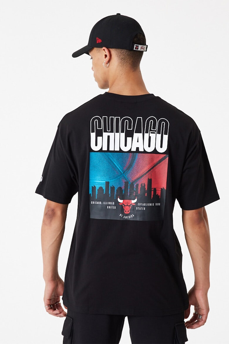 New Era Уголемена тениска Chicago Bulls City с десен - Pepit.bg