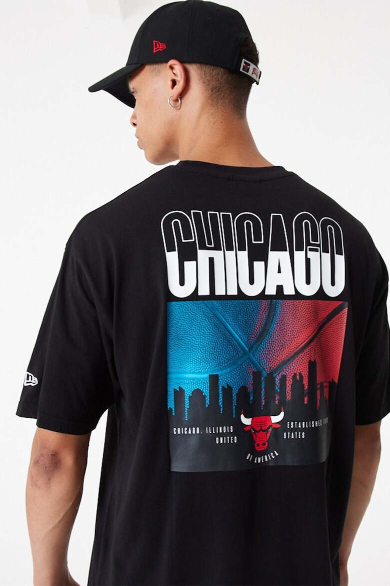 New Era Уголемена тениска Chicago Bulls City с десен - Pepit.bg