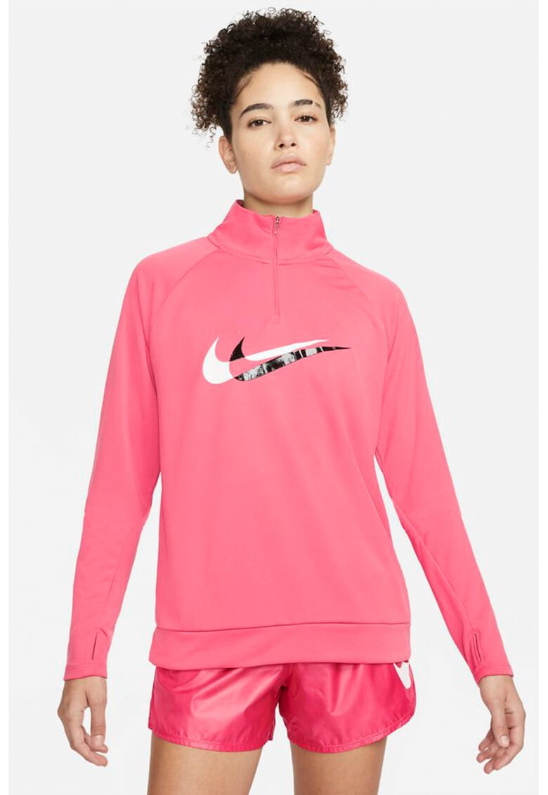 Nike Блуза за бягане Swoosh с Dri-FIT и къс цип - Pepit.bg