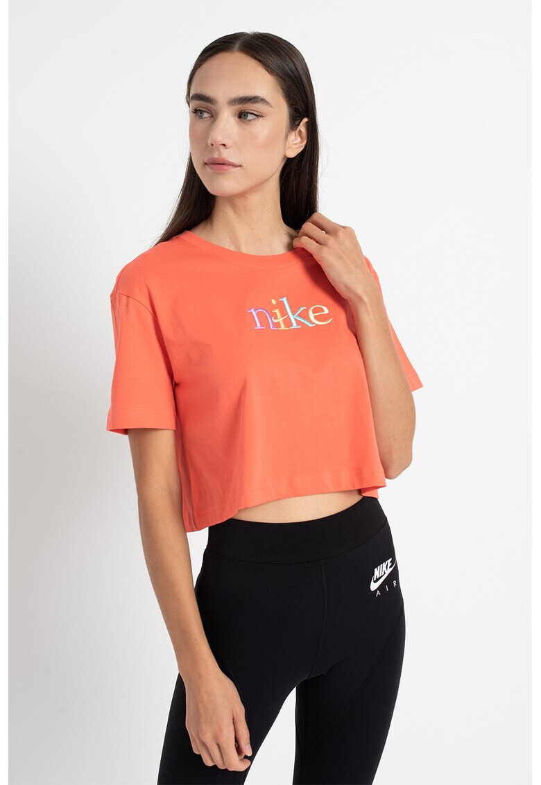 Nike Къса тениска с бродирано лого - Pepit.bg