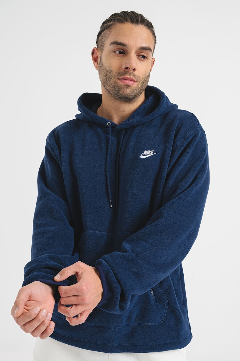 Nike Плюшено худи с цип и джоб кенгуру - Тъмносин - Pepit.bg