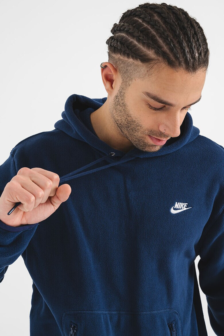Nike Плюшено худи с цип и джоб кенгуру - Тъмносин - Pepit.bg