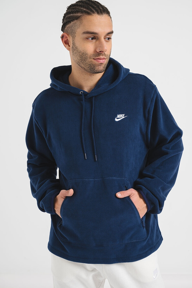 Nike Плюшено худи с цип и джоб кенгуру - Тъмносин - Pepit.bg