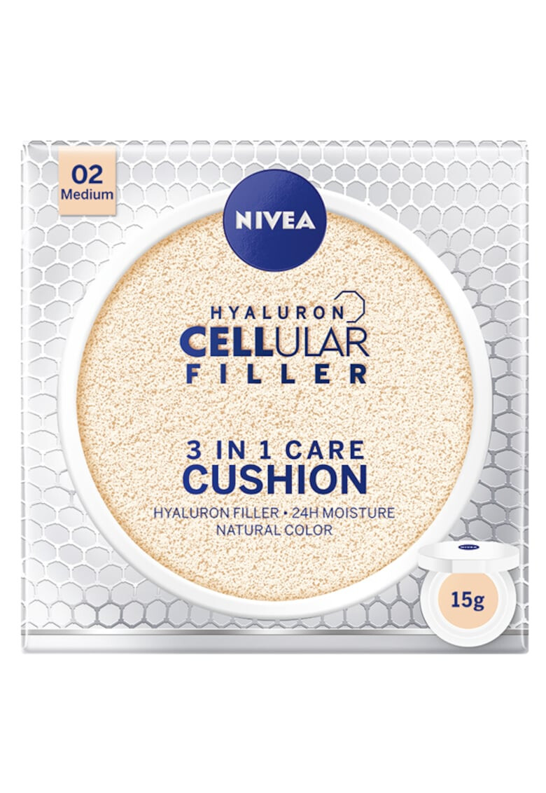 Nivea Оцветяващ крем Hyaluron Cellular Filler 3-in-1 Care Cushion 02 Medium 15 гр - Pepit.bg