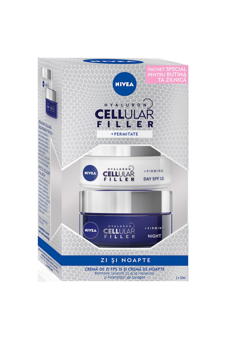 Nivea Комплект Hyaluron Cellular Filler + Firming: Дневен крем SPF 15 50 мл + Нощен крем 50 мл - Pepit.bg