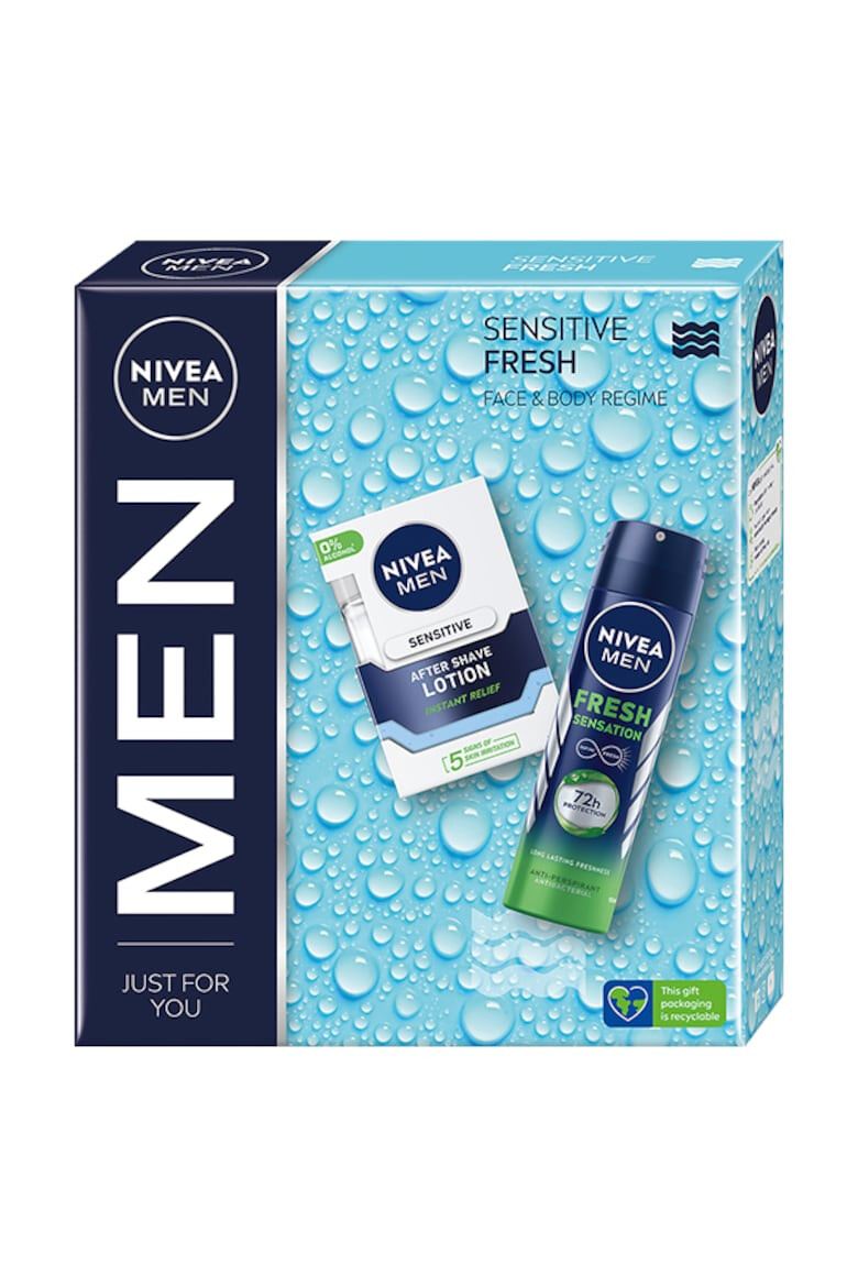 Nivea Men Комплект: Лосион за след бръснене Sensitive 100 мл + Дезодорант спрей Nivea Fresh Sensation 150 мл - Pepit.bg