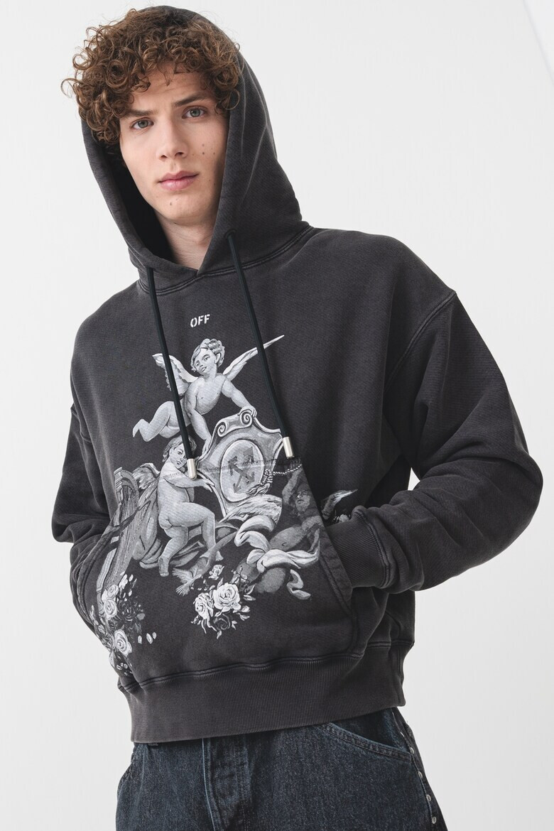 OFF-WHITE Худи с джоб кенгуру и графика - Pepit.bg