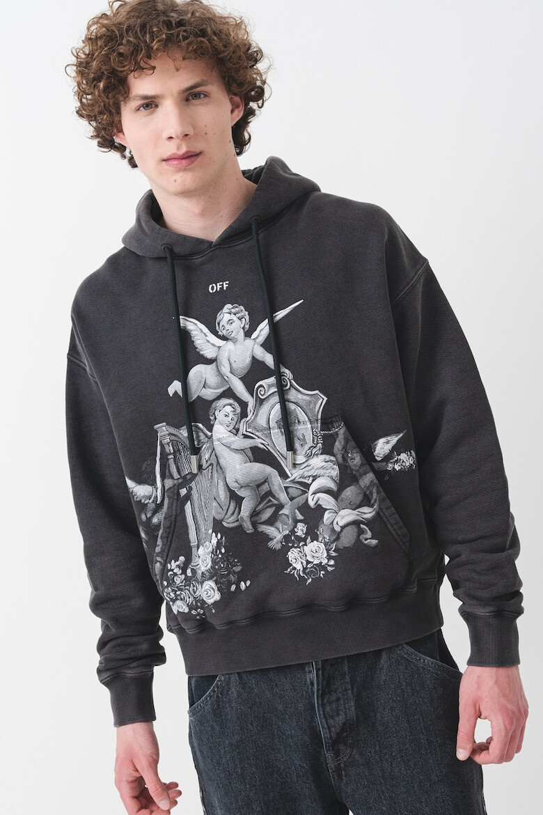 OFF-WHITE Худи с джоб кенгуру и графика - Pepit.bg