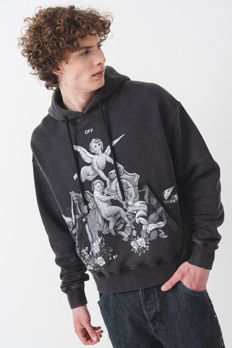 OFF-WHITE Худи с джоб кенгуру и графика - Pepit.bg