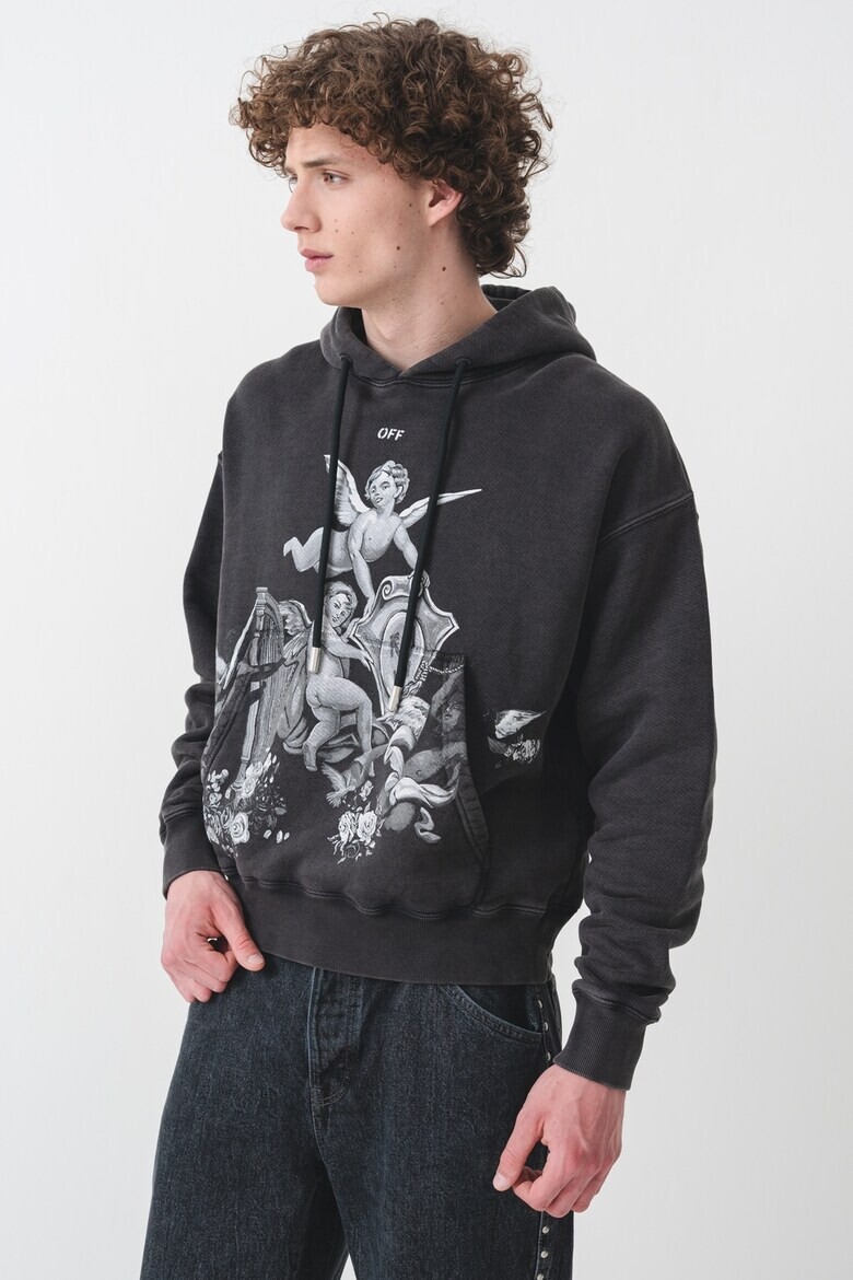 OFF-WHITE Худи с джоб кенгуру и графика - Pepit.bg
