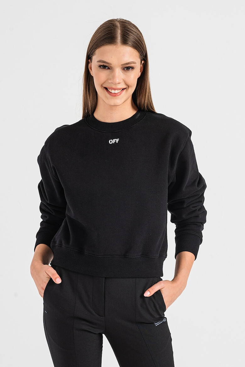 OFF-WHITE Къс суитшърт Off Stamp с овално деколте - Pepit.bg