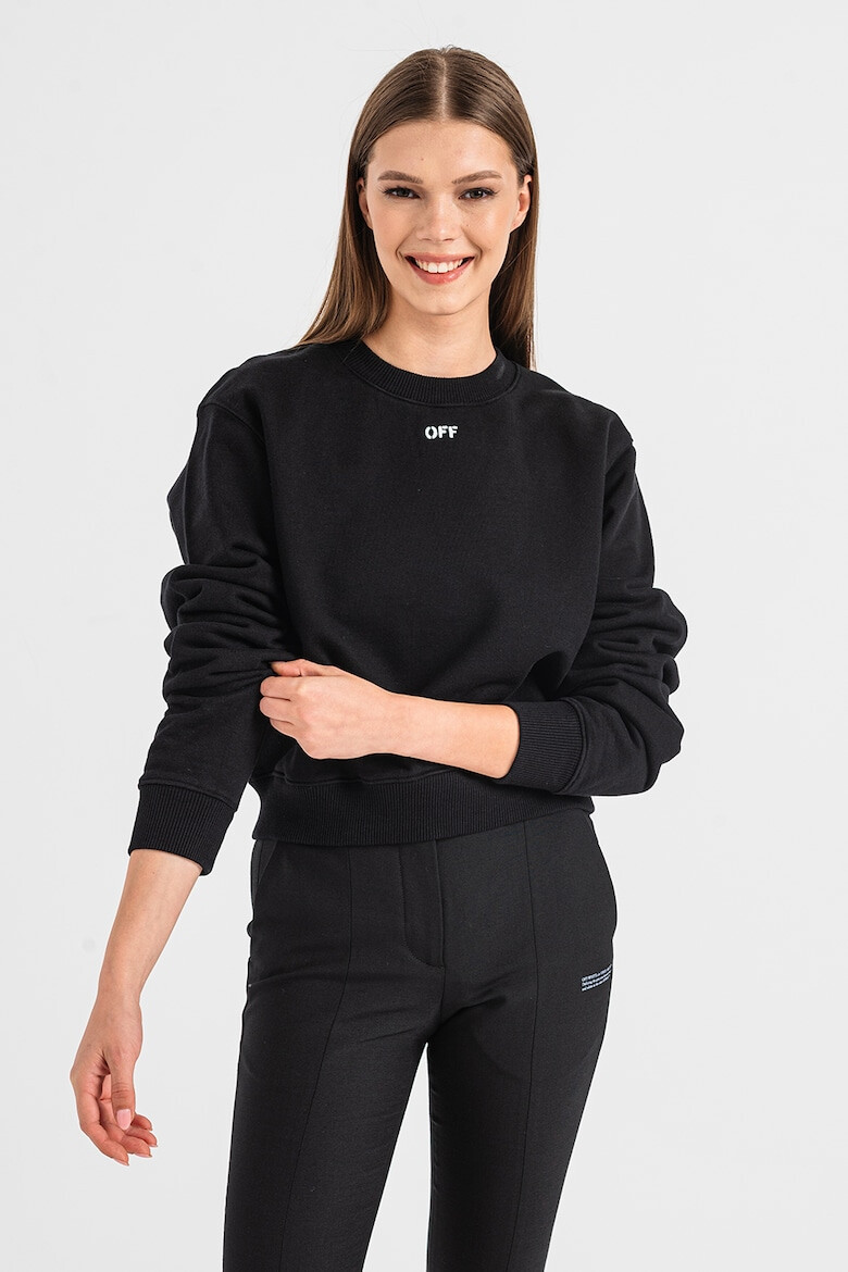 OFF-WHITE Къс суитшърт Off Stamp с овално деколте - Pepit.bg