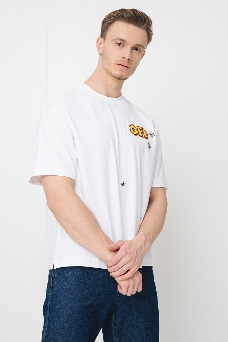 OFF-WHITE Памучна тениска с фигурален принт - Pepit.bg