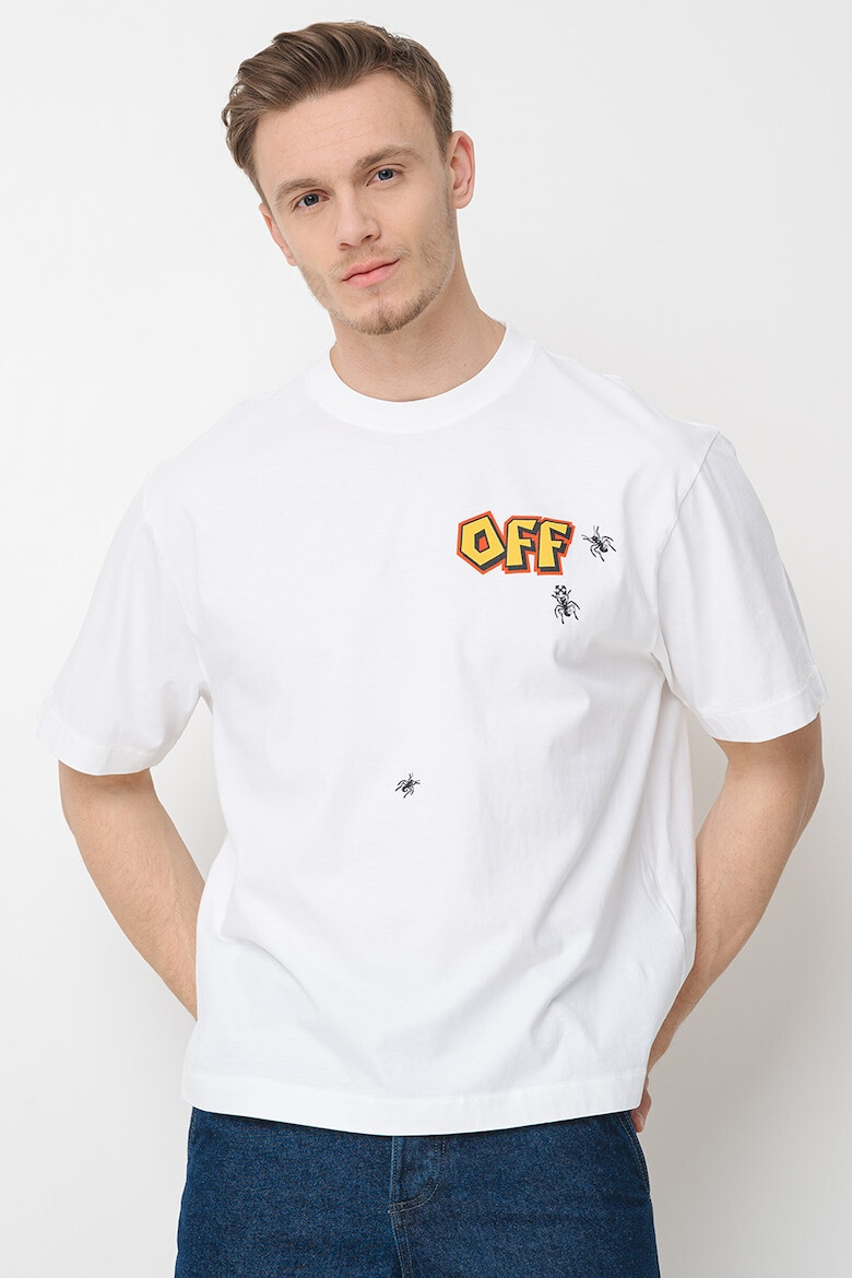 OFF-WHITE Памучна тениска с фигурален принт - Pepit.bg