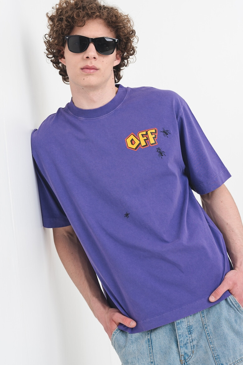 OFF-WHITE Памучна тениска с фигурален принт - Pepit.bg