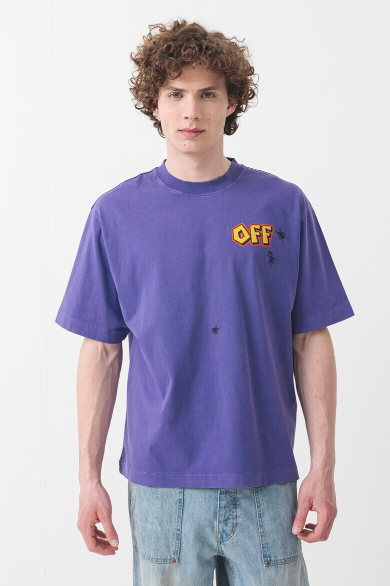 OFF-WHITE Памучна тениска с фигурален принт - Pepit.bg
