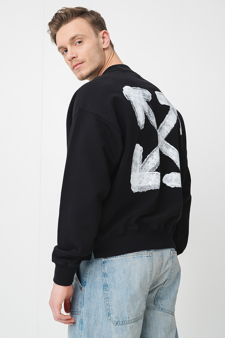 OFF-WHITE Суитшърт с принт - Бял/Черен - Pepit.bg