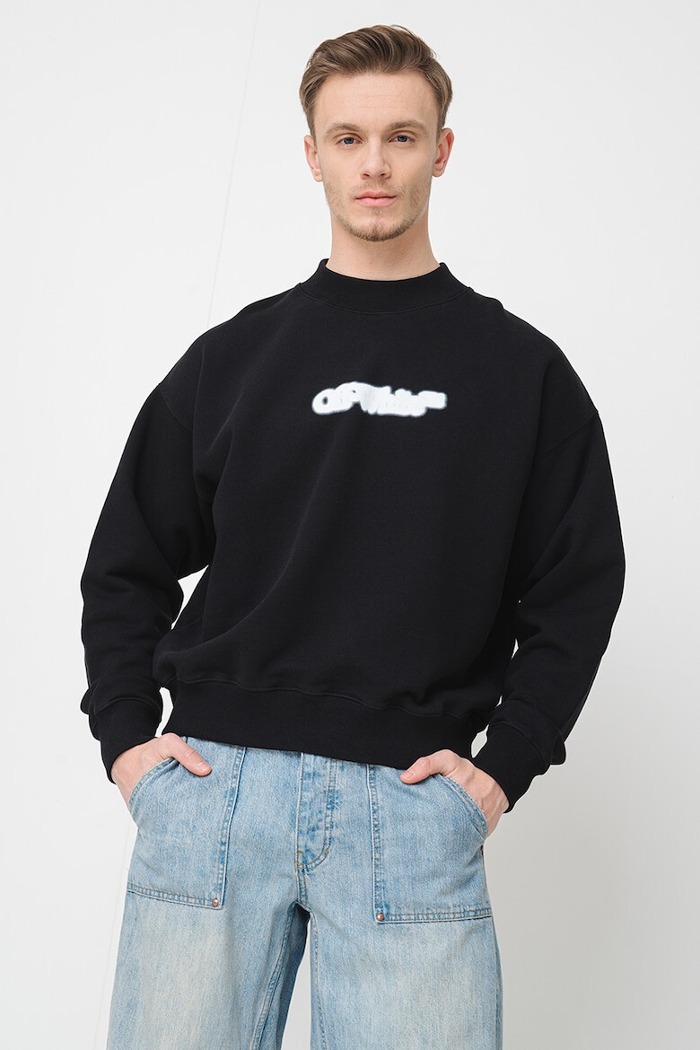 OFF-WHITE Суитшърт с принт - Бял/Черен - Pepit.bg