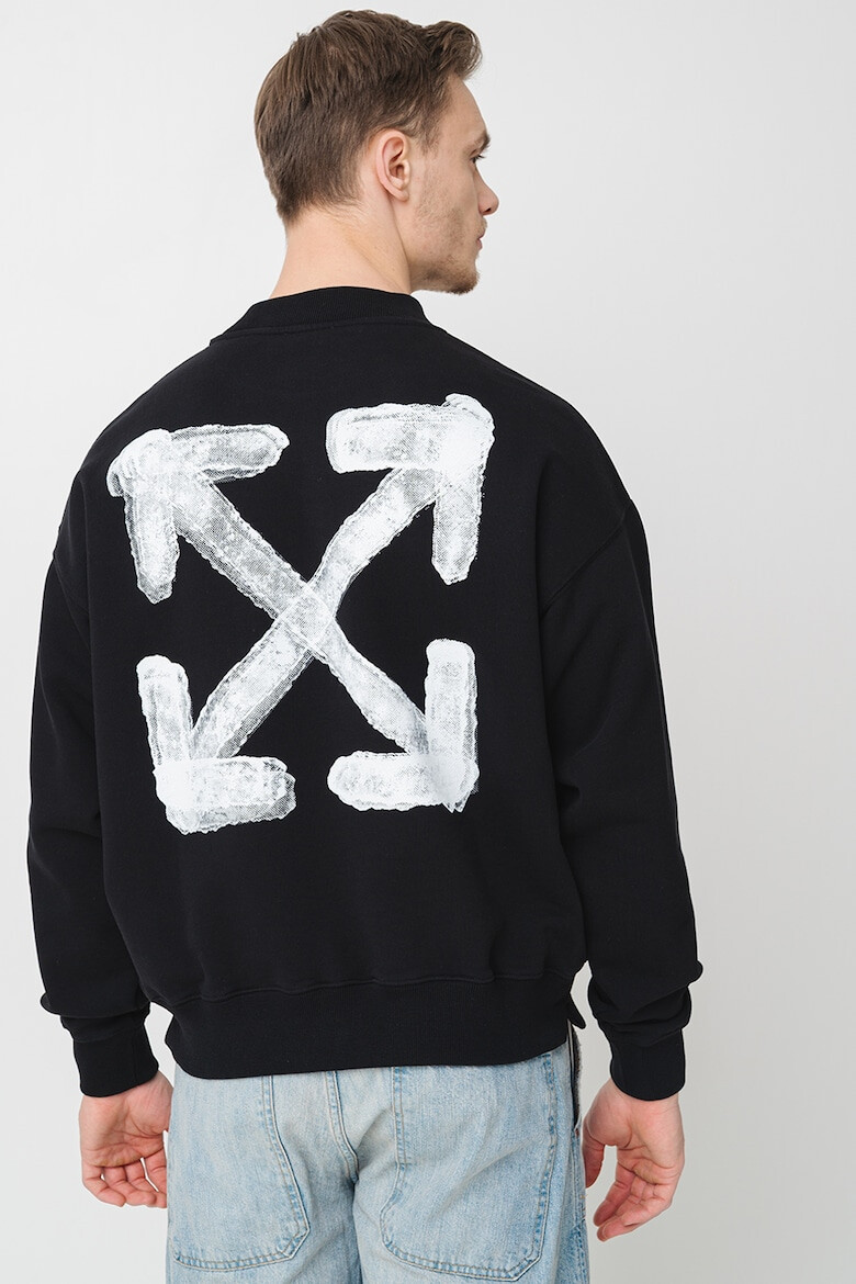 OFF-WHITE Суитшърт с принт - Бял/Черен - Pepit.bg
