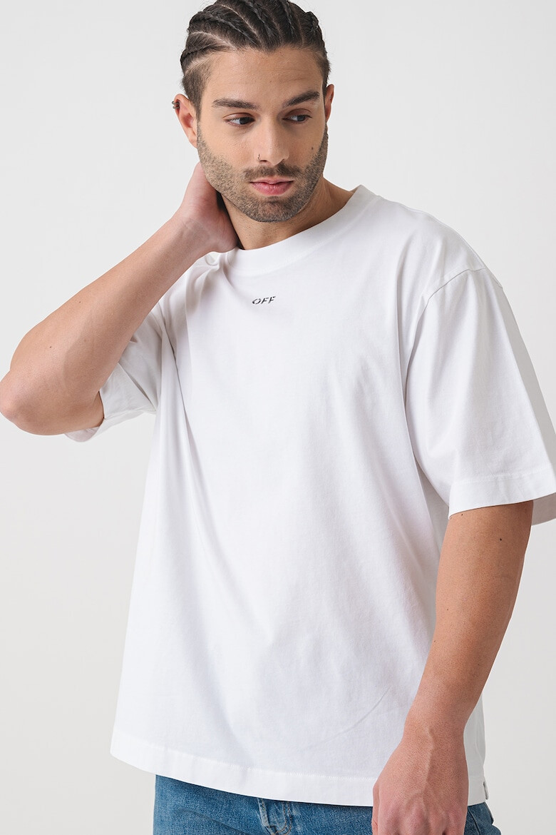 OFF-WHITE Свободна памучна тениска - Pepit.bg