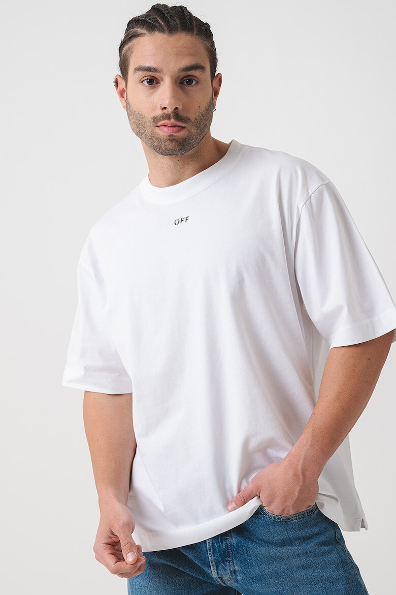 OFF-WHITE Свободна памучна тениска - Pepit.bg