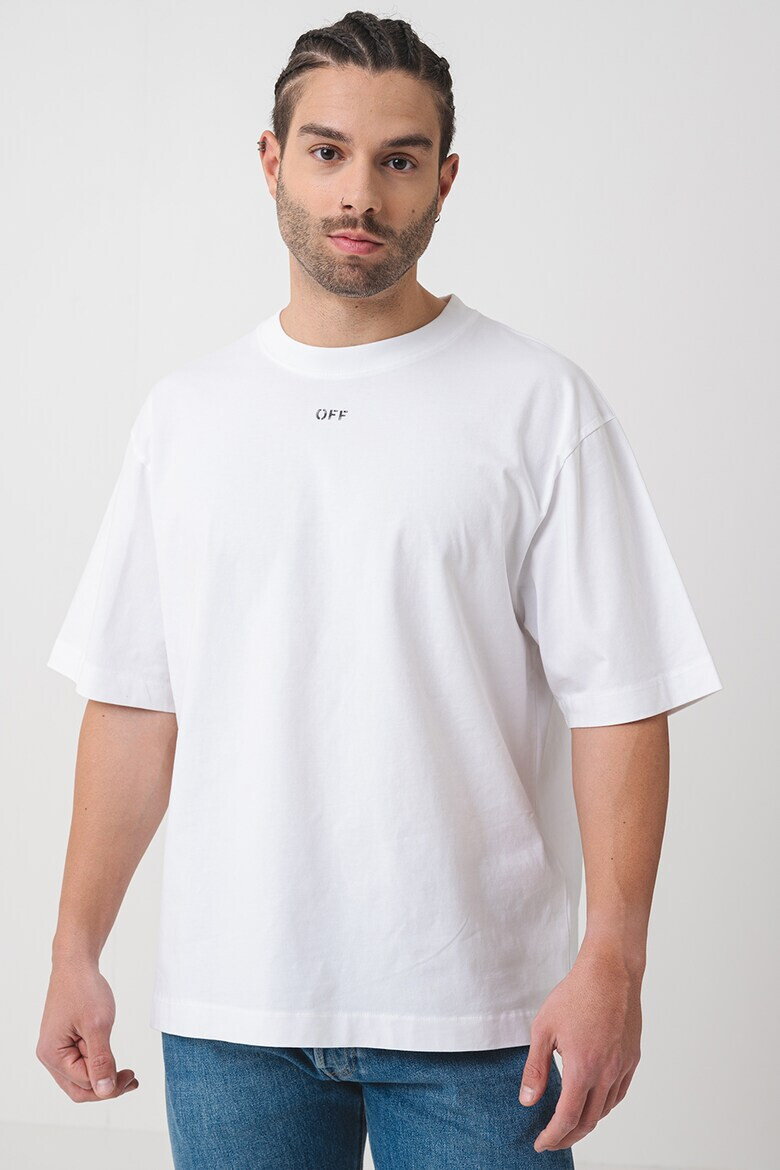 OFF-WHITE Свободна памучна тениска - Pepit.bg