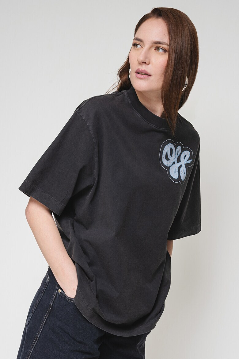 OFF-WHITE Свободна тениска с лого - Син/Антрацитно сиво - Pepit.bg