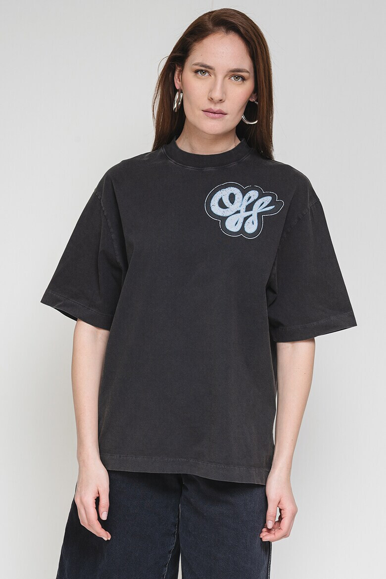 OFF-WHITE Свободна тениска с лого - Син/Антрацитно сиво - Pepit.bg