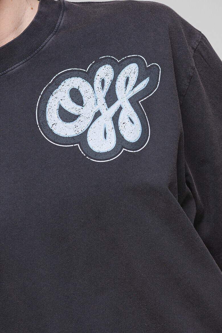 OFF-WHITE Свободна тениска с лого - Син/Антрацитно сиво - Pepit.bg