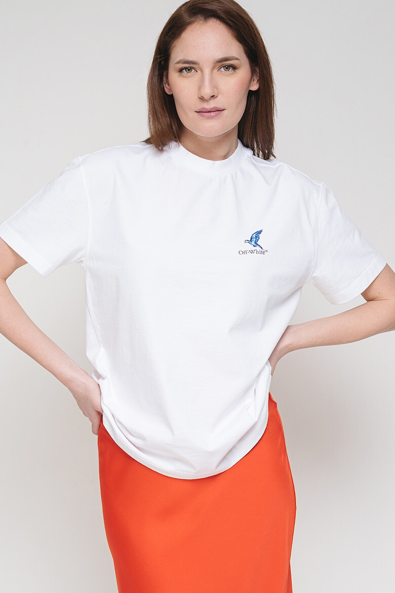 OFF-WHITE Тениска с овално деколте и фигурален принт - Pepit.bg