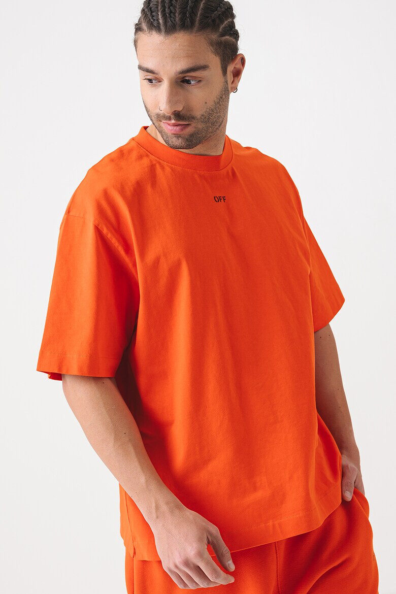 OFF-WHITE Тениска с овално деколте и лого - Pepit.bg