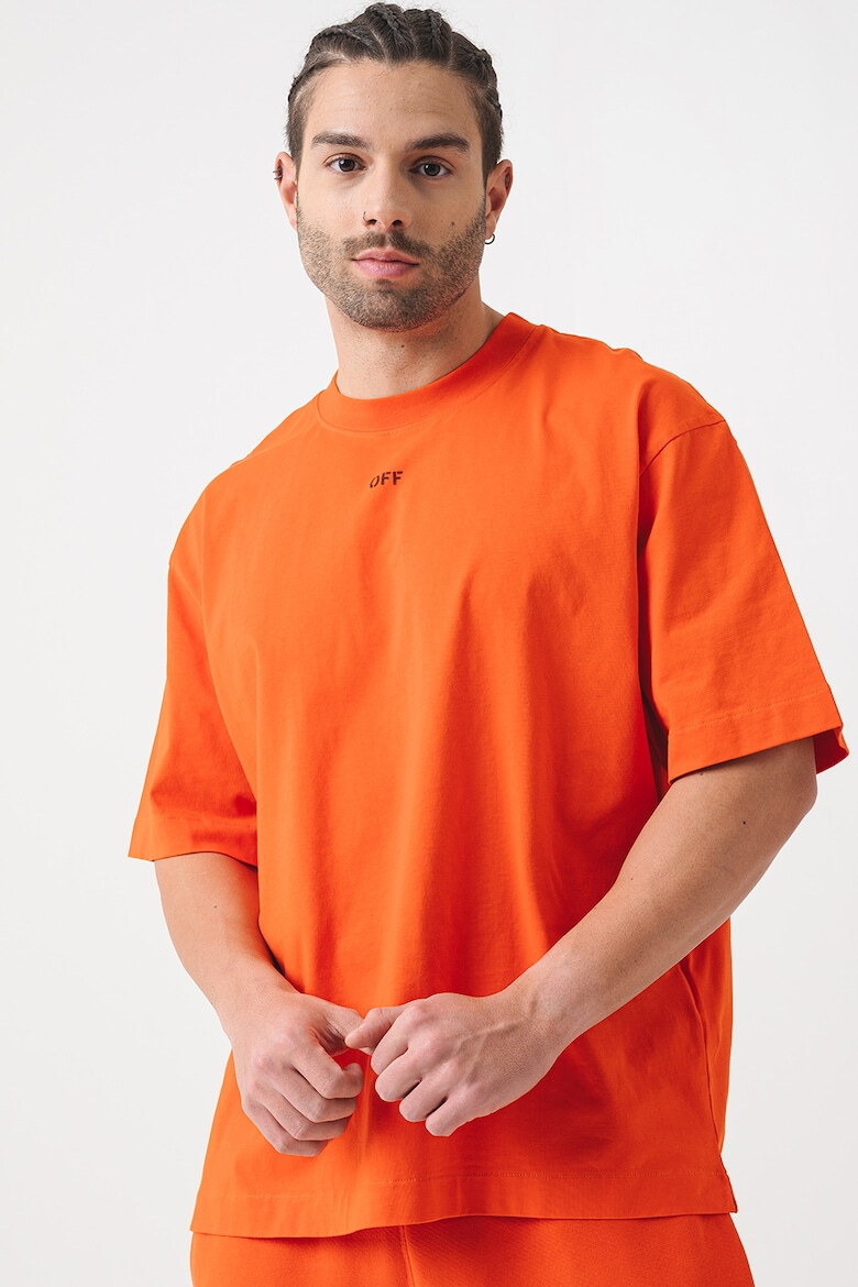 OFF-WHITE Тениска с овално деколте и лого - Pepit.bg