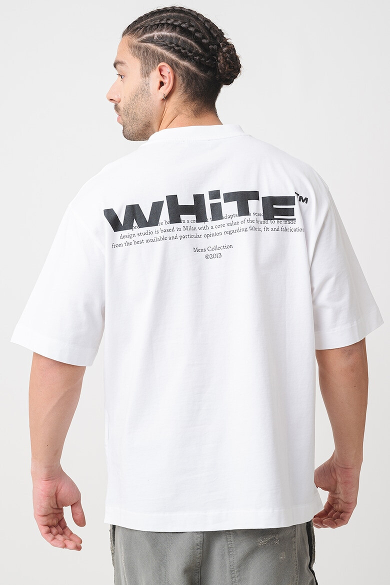OFF-WHITE Тениска с овално деколте и лого - Бял - Pepit.bg