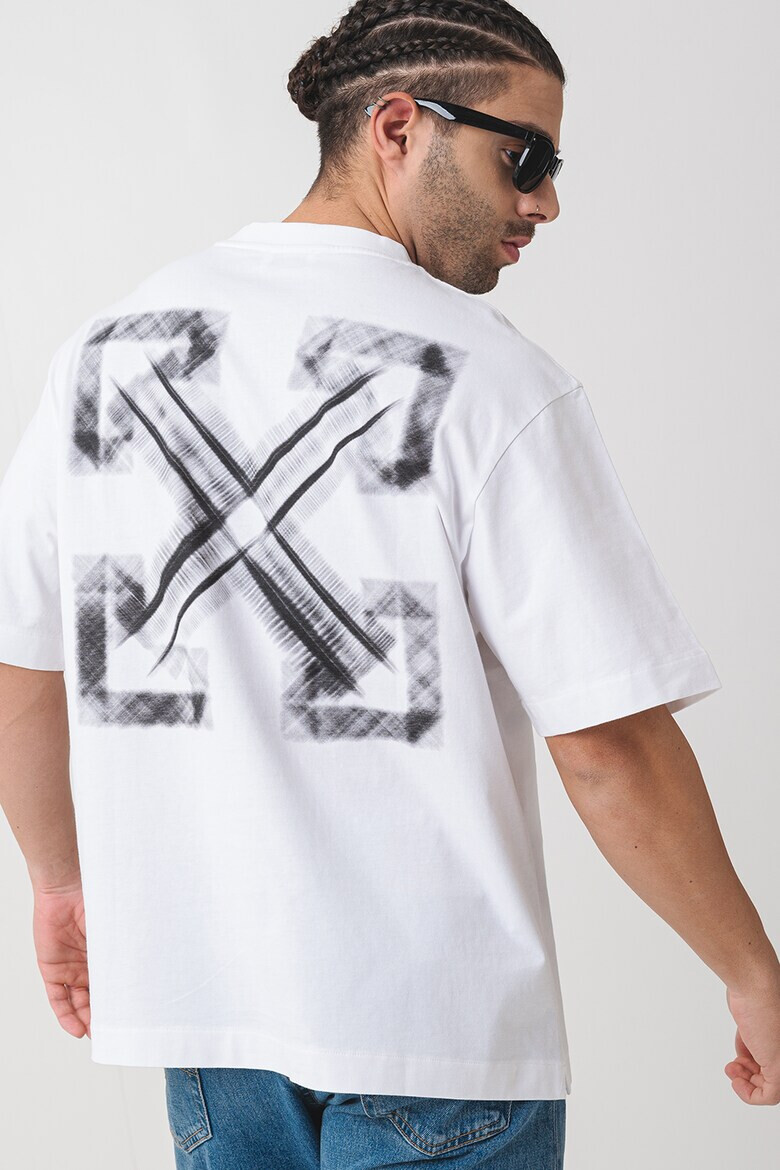 OFF-WHITE Тениска с овално деколте и лого - Pepit.bg